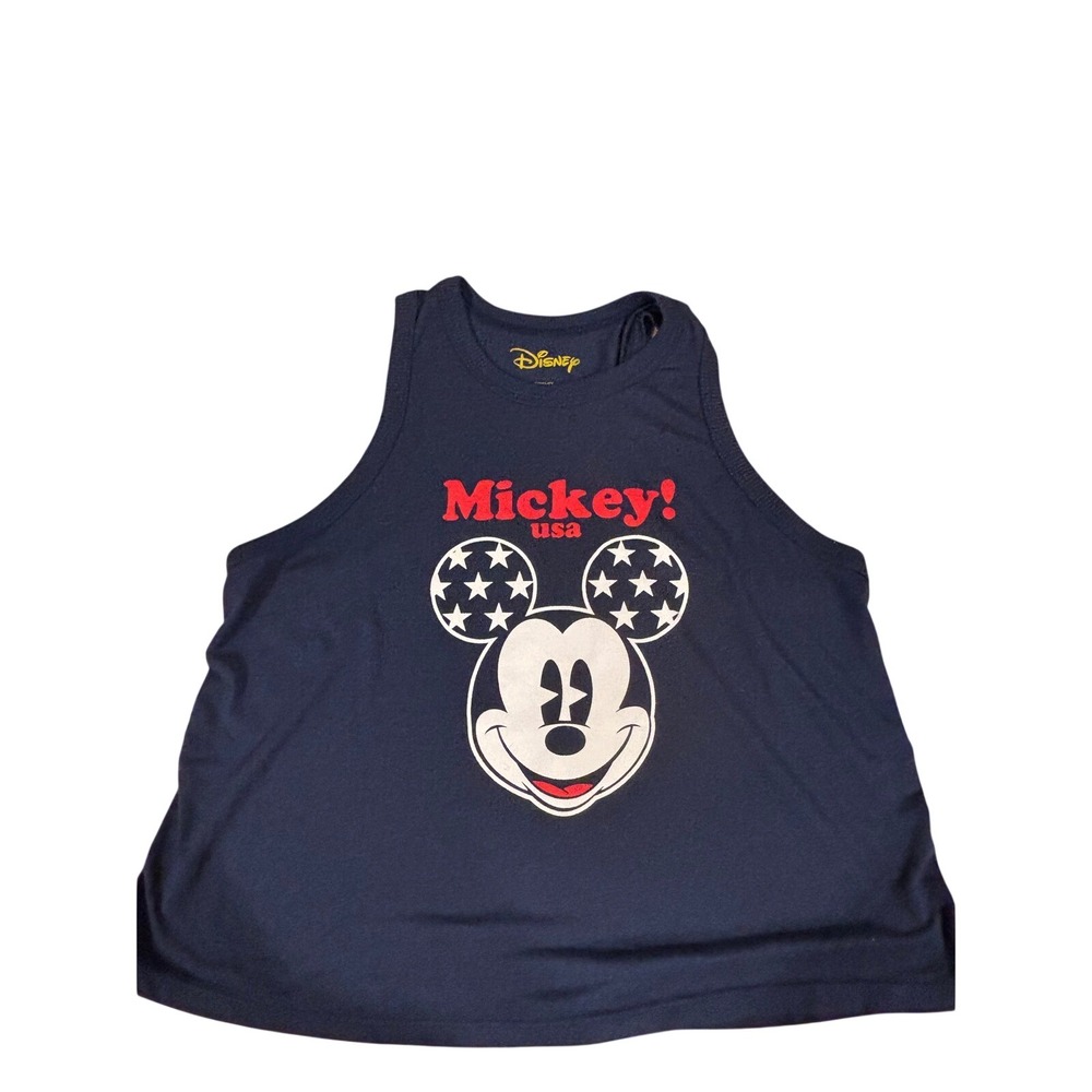 Disney Mickey USA Navy Blue Graphic Racerback Tank Top XS JT22356